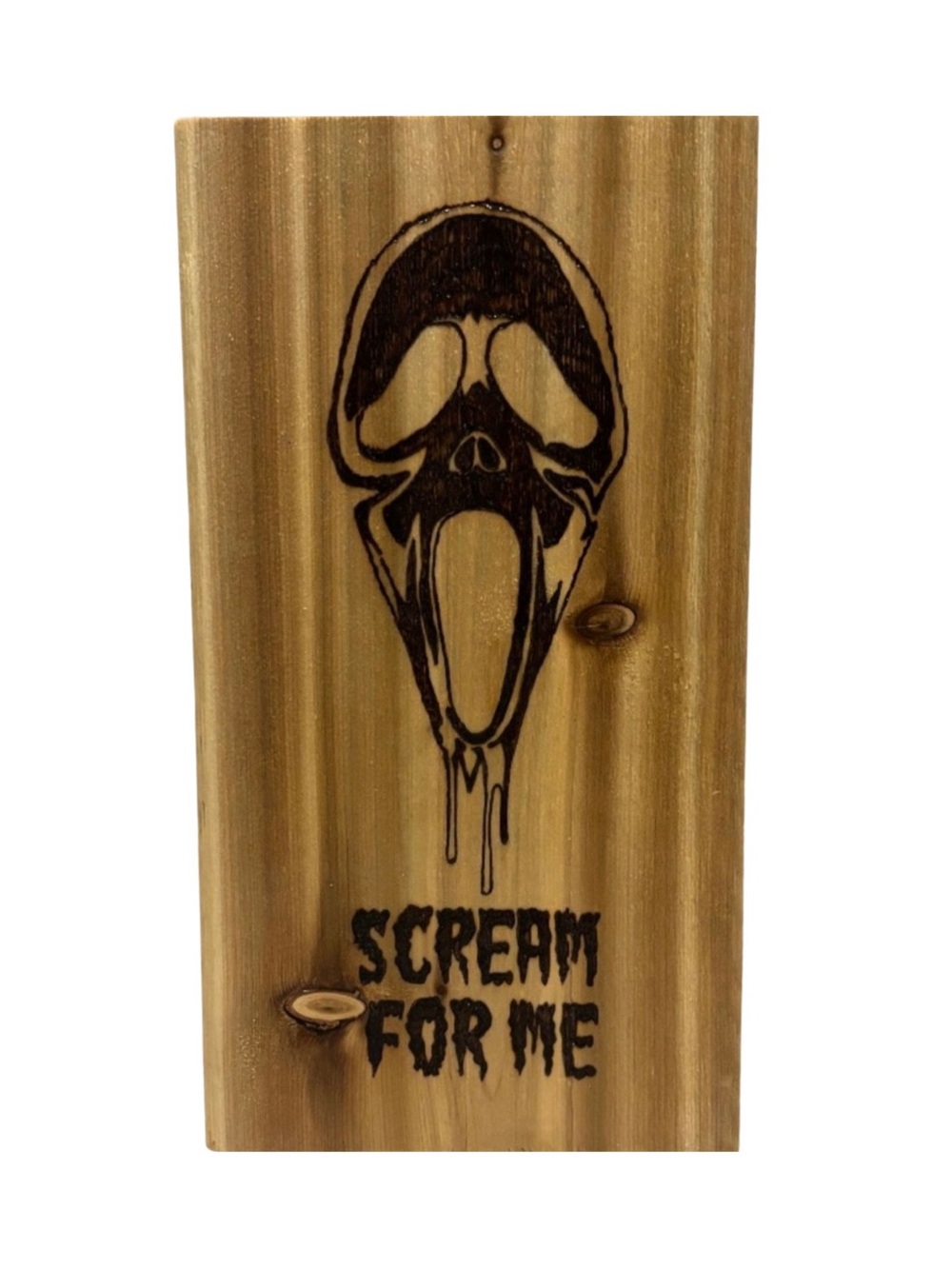 Scream Ghostface “Scream For Me” Woodburned Plaque